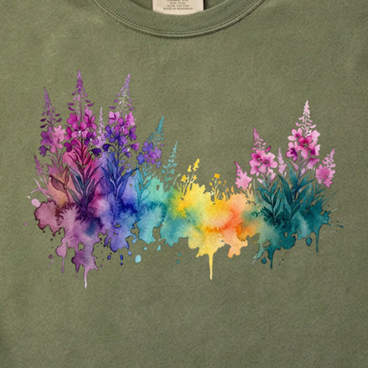 Watercolor Fireweed Cotton T-Shirt