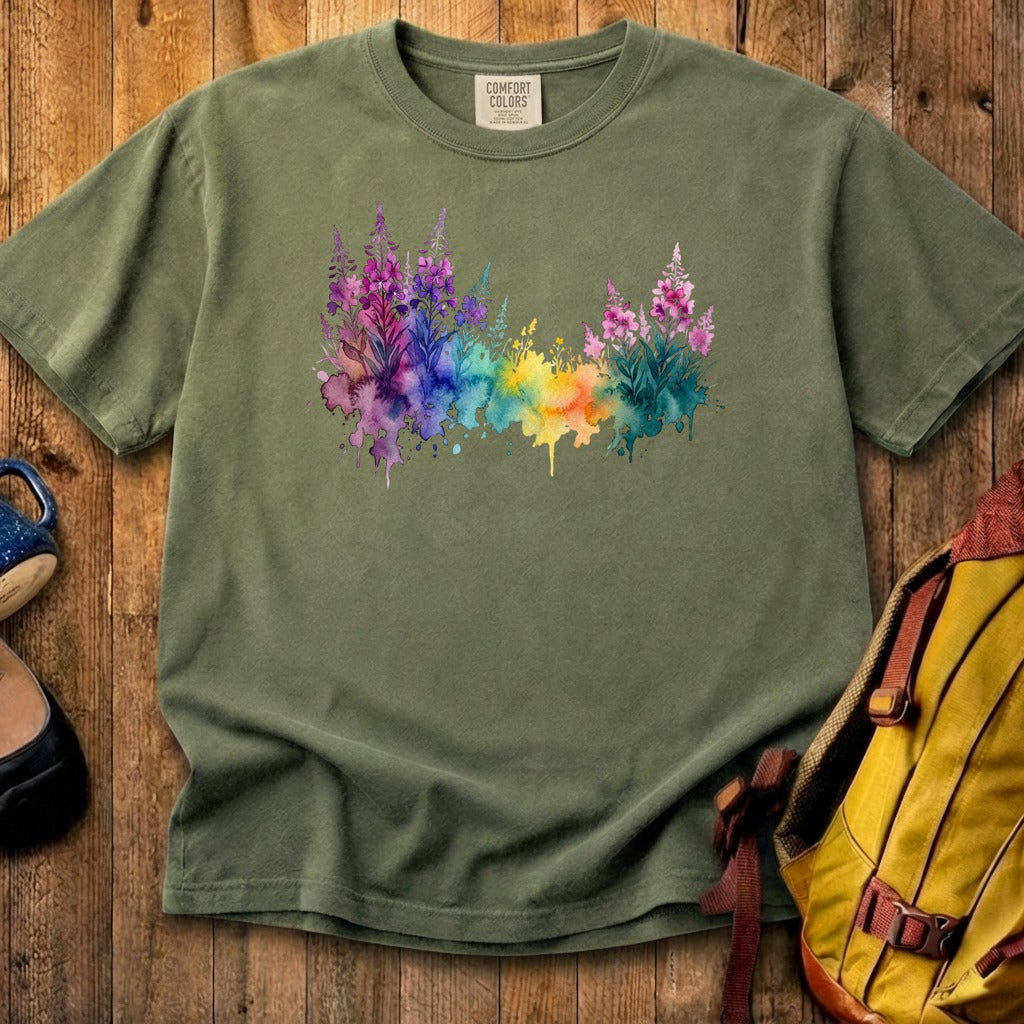Watercolor Fireweed Cotton T-Shirt