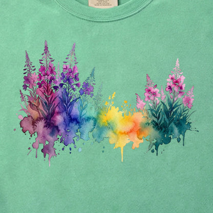 Watercolor Fireweed Cotton T-Shirt