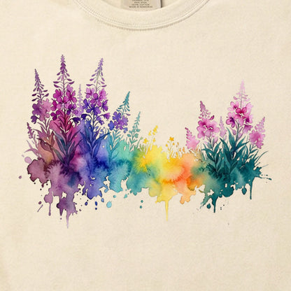 Watercolor Fireweed Cotton T-Shirt