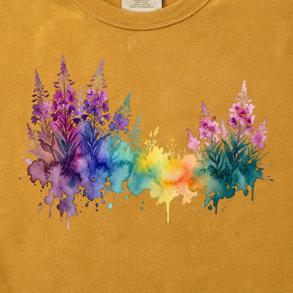 Watercolor Fireweed Cotton T-Shirt