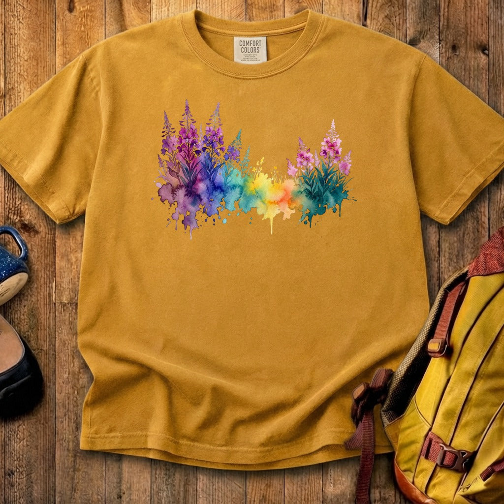 Watercolor Fireweed Cotton T-Shirt