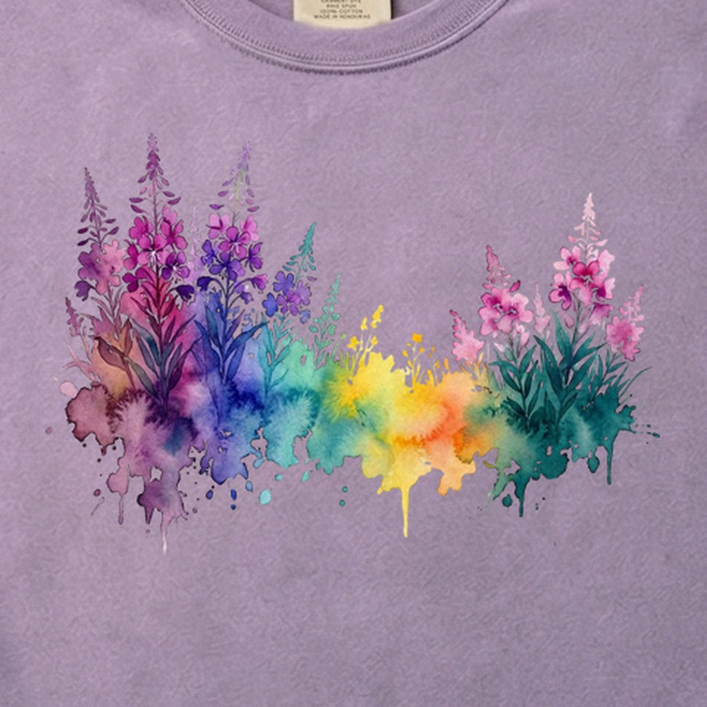 Watercolor Fireweed Cotton T-Shirt