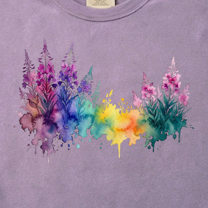 Watercolor Fireweed Cotton T-Shirt