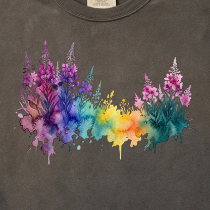 Watercolor Fireweed Cotton T-Shirt