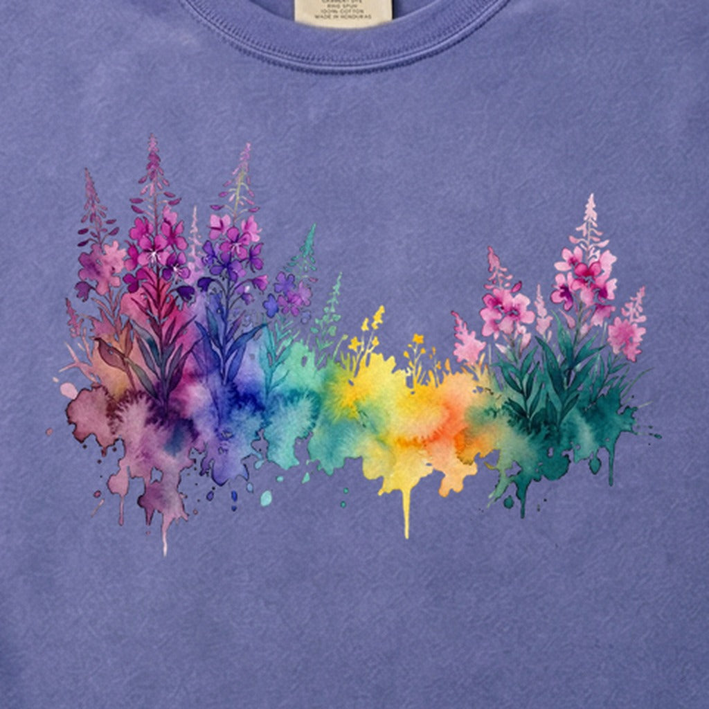 Watercolor Fireweed Cotton T-Shirt