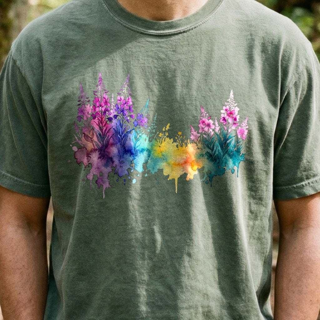 Watercolor Fireweed Cotton T-Shirt