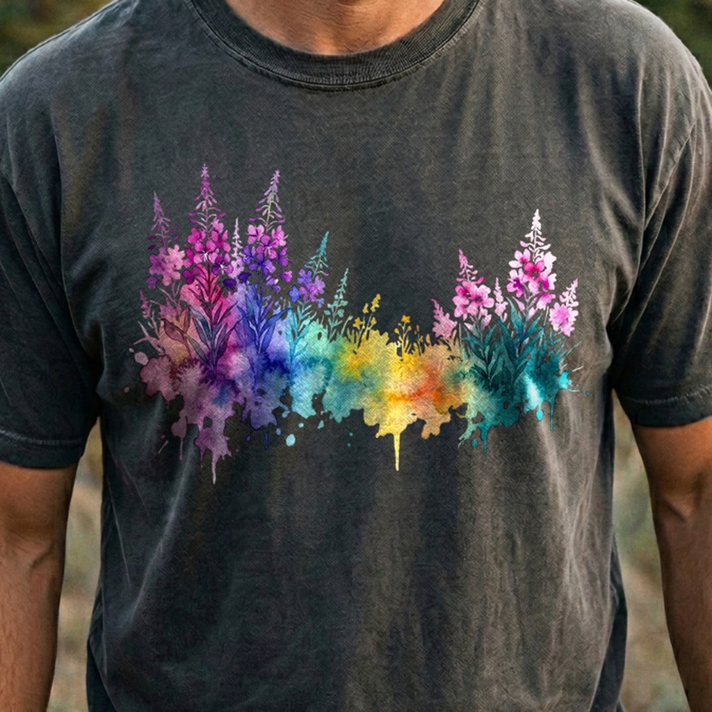 Watercolor Fireweed Cotton T-Shirt