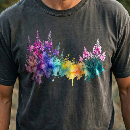 Watercolor Fireweed Cotton T-Shirt