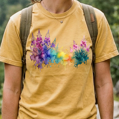 Watercolor Fireweed Cotton T-Shirt