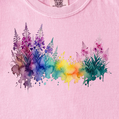 Watercolor Fireweed Kids Cotton T-Shirt