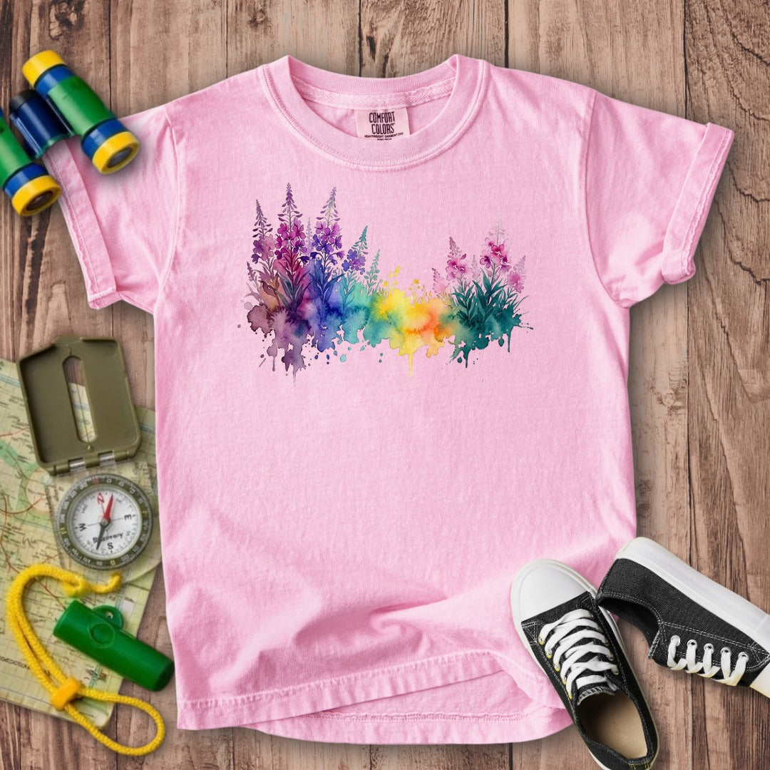 Watercolor Fireweed Kids Cotton T-Shirt