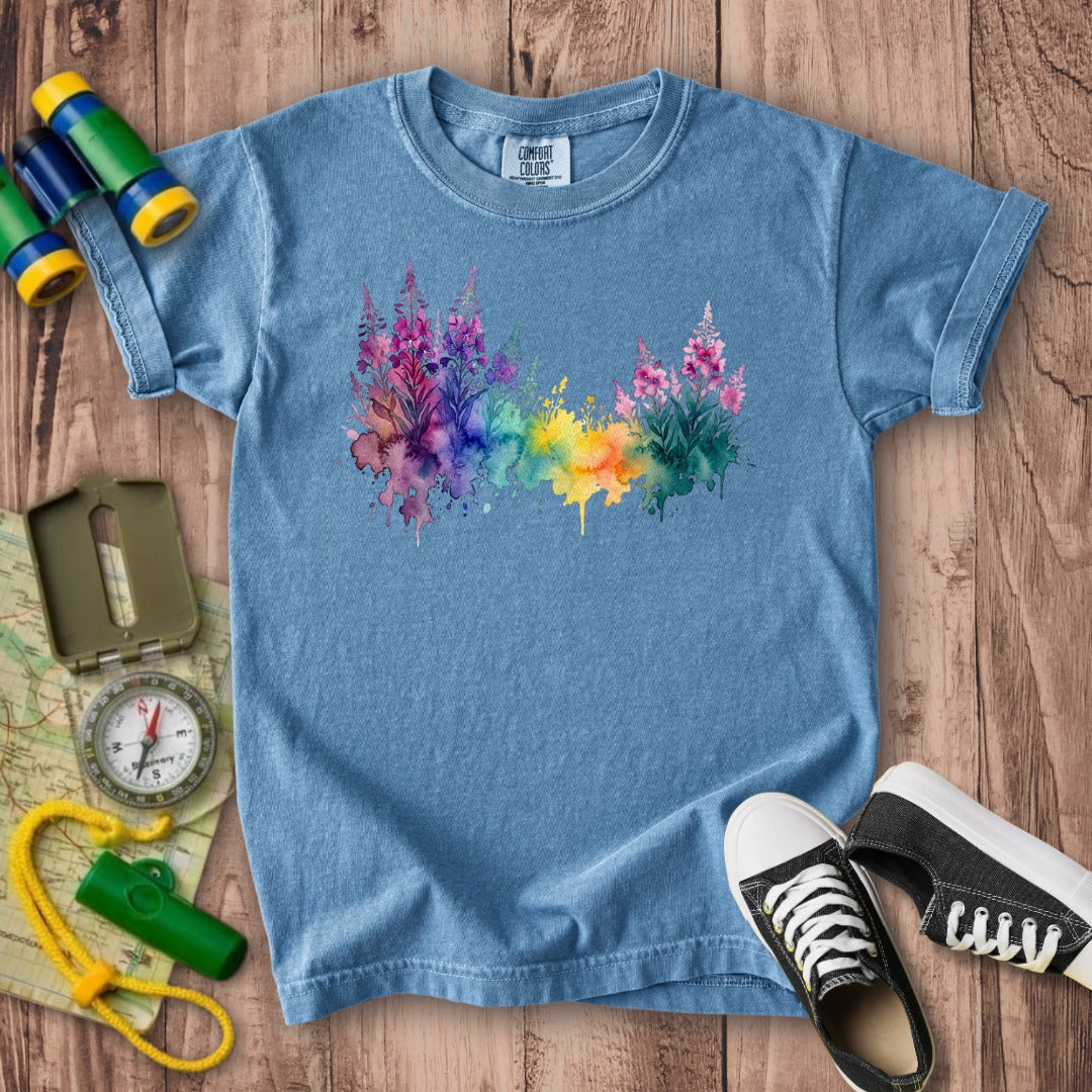 Watercolor Fireweed Kids Cotton T-Shirt