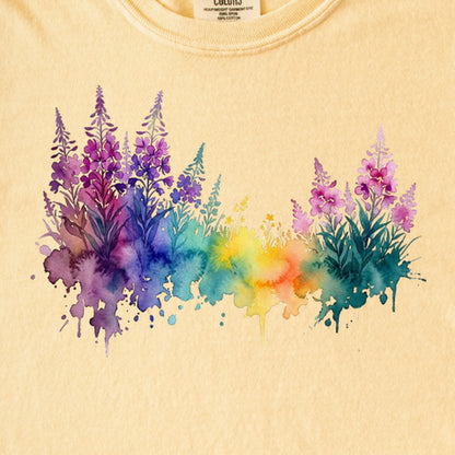 Watercolor Fireweed Kids Cotton T-Shirt