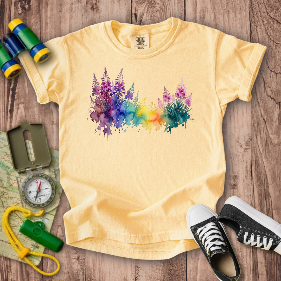 Watercolor Fireweed Kids Cotton T-Shirt