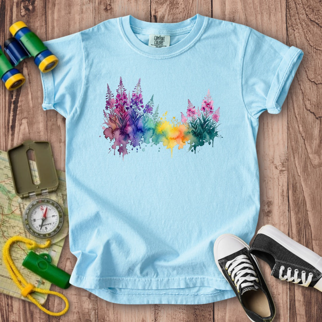 Watercolor Fireweed Kids Cotton T-Shirt