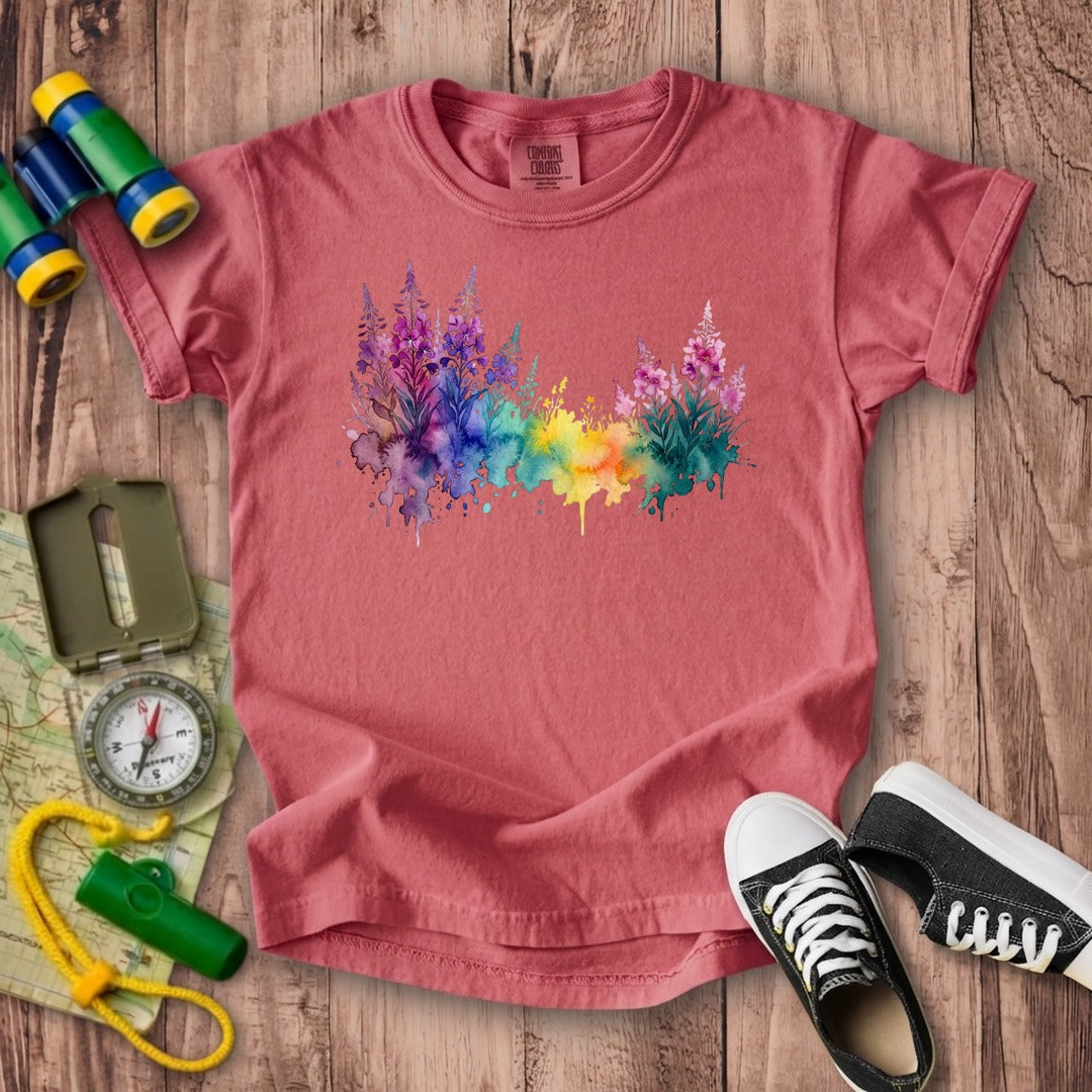 Watercolor Fireweed Kids Cotton T-Shirt