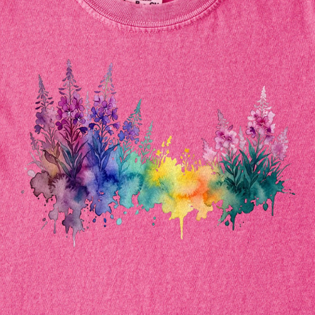 Watercolor Fireweed Kids Cotton T-Shirt