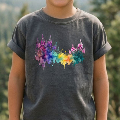 Watercolor Fireweed Kids Cotton T-Shirt