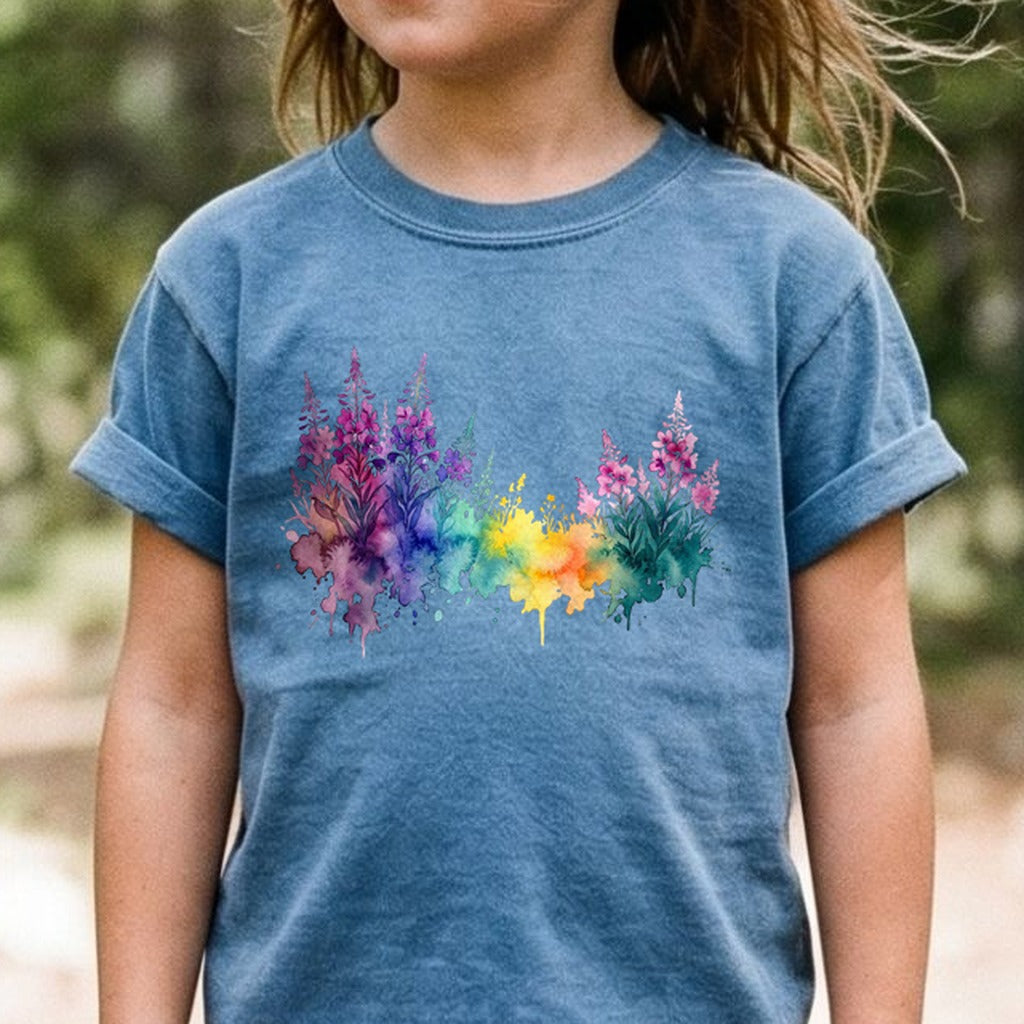 Watercolor Fireweed Kids Cotton T-Shirt