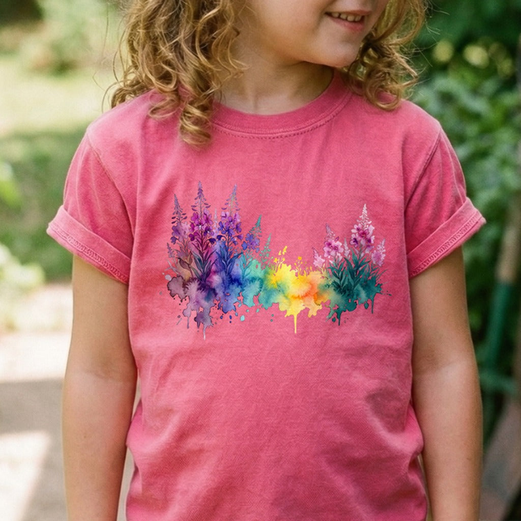 Watercolor Fireweed Kids Cotton T-Shirt