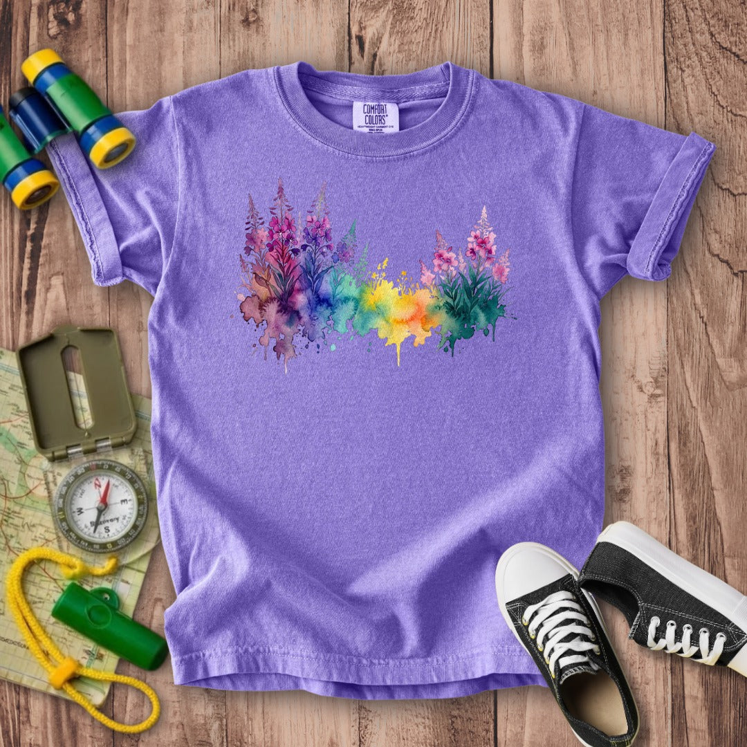 Watercolor Fireweed Kids Cotton T-Shirt