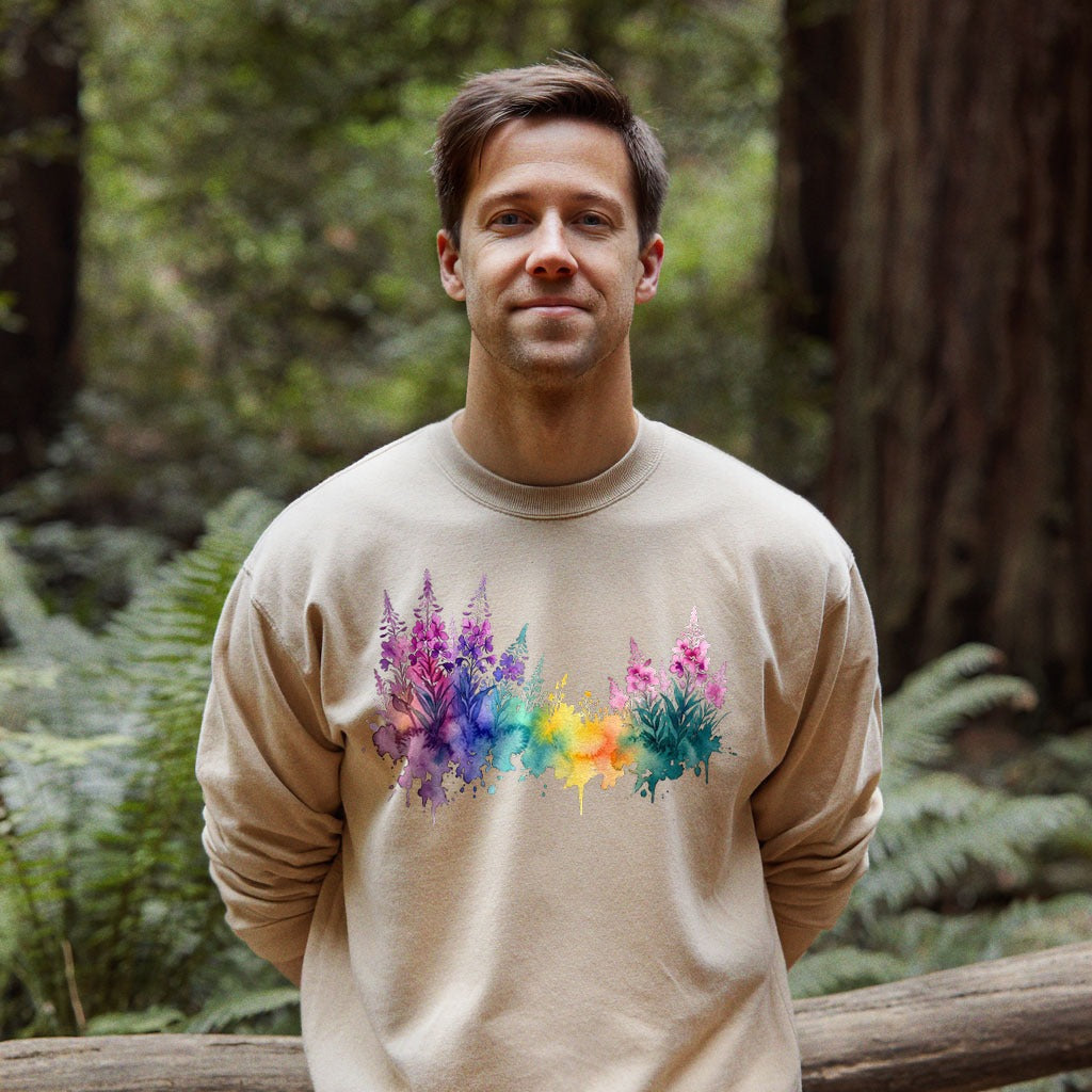 Watercolor Fireweed Crewneck Sweatshirt