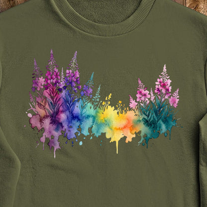 Watercolor Fireweed Crewneck Sweatshirt