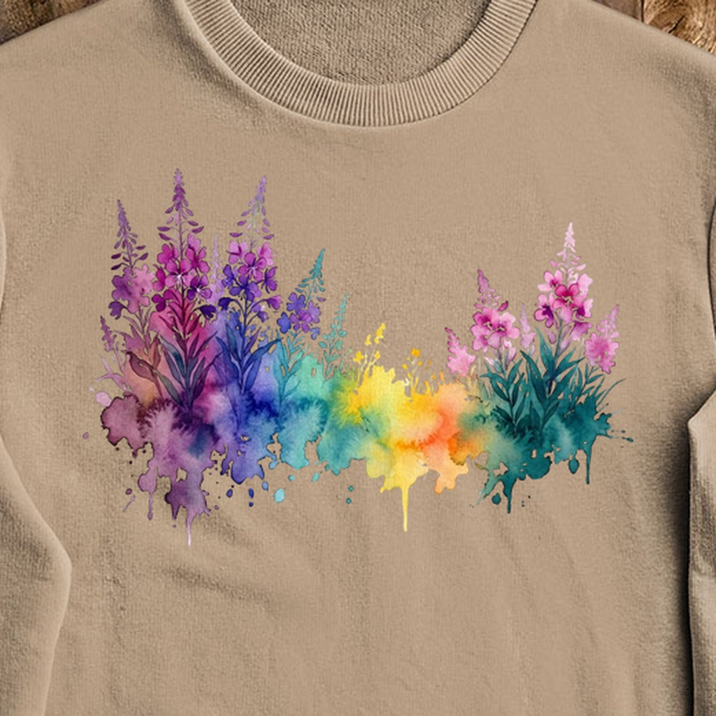 Watercolor Fireweed Crewneck Sweatshirt