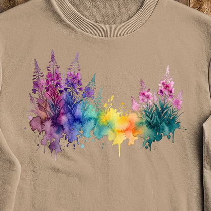Watercolor Fireweed Crewneck Sweatshirt