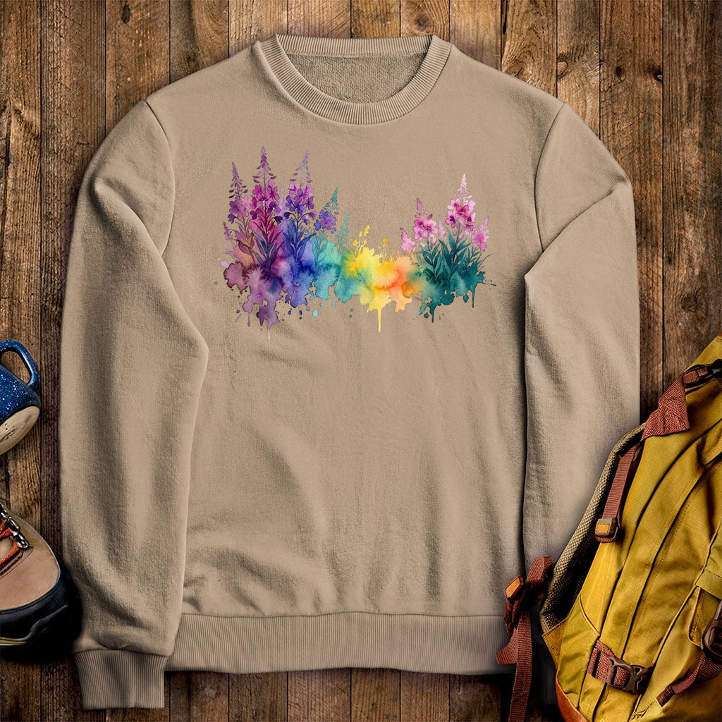 Watercolor Fireweed Crewneck Sweatshirt