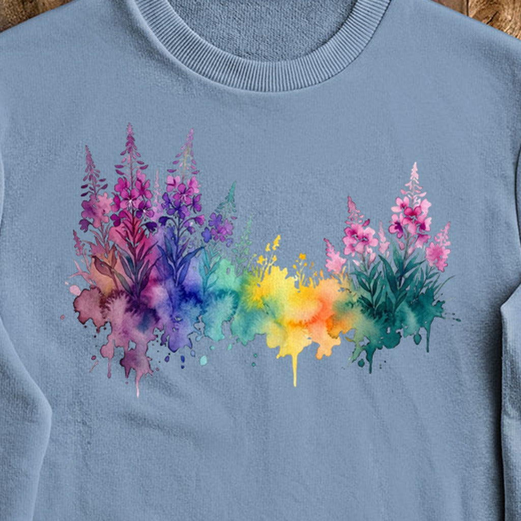 Watercolor Fireweed Crewneck Sweatshirt