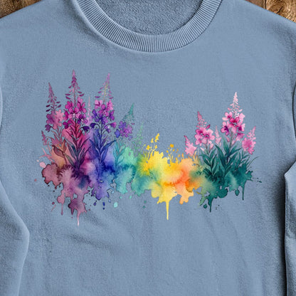 Watercolor Fireweed Crewneck Sweatshirt