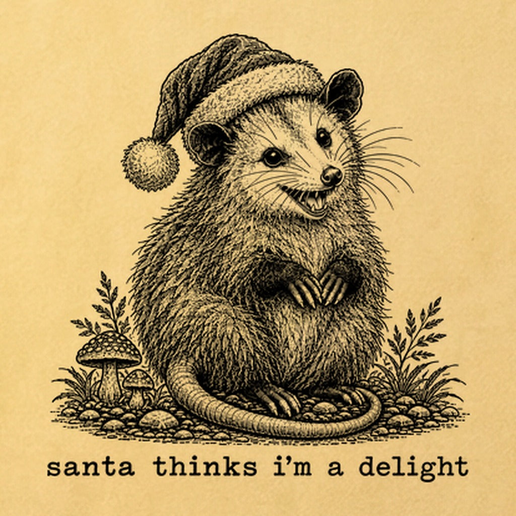 Santa Thinks I Am a Delight Possum Cotton T-Shirt