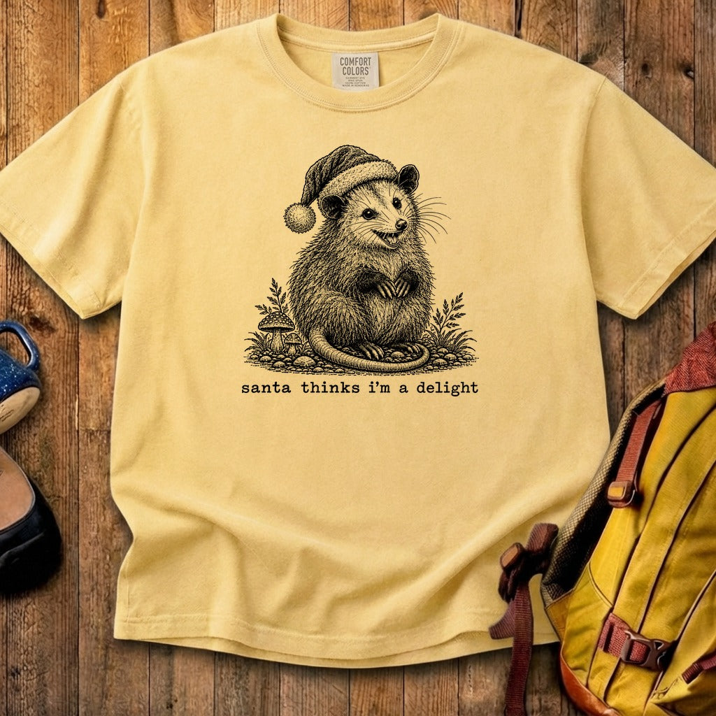 Santa Thinks I Am a Delight Possum Cotton T-Shirt