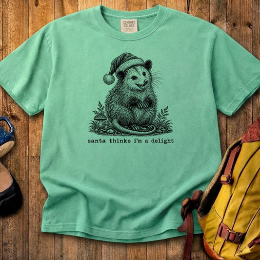 Santa Thinks I Am a Delight Possum Cotton T-Shirt