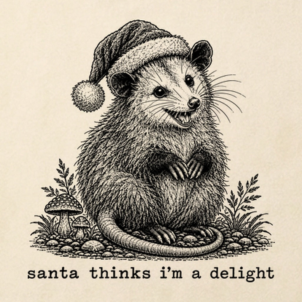 Santa Thinks I Am a Delight Possum Cotton T-Shirt