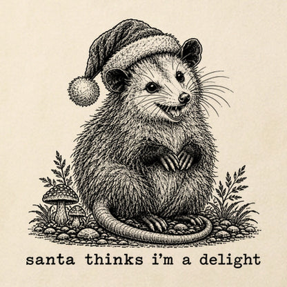 Santa Thinks I Am a Delight Possum Cotton T-Shirt