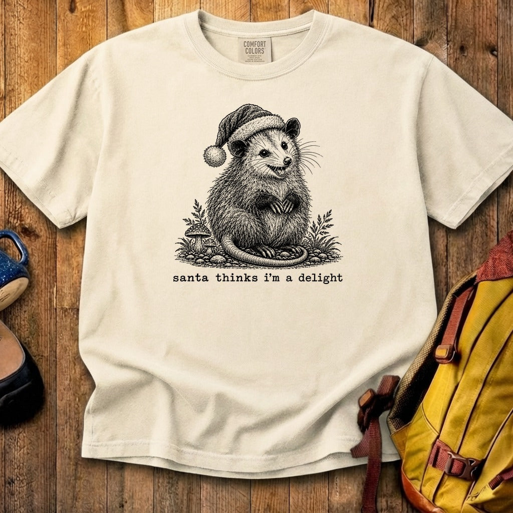 Santa Thinks I Am a Delight Possum Cotton T-Shirt