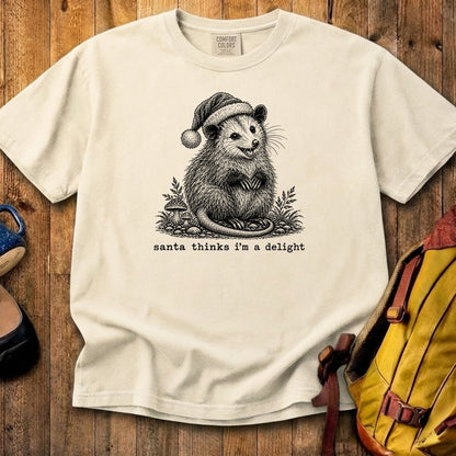 Santa Thinks I Am a Delight Possum Cotton T-Shirt