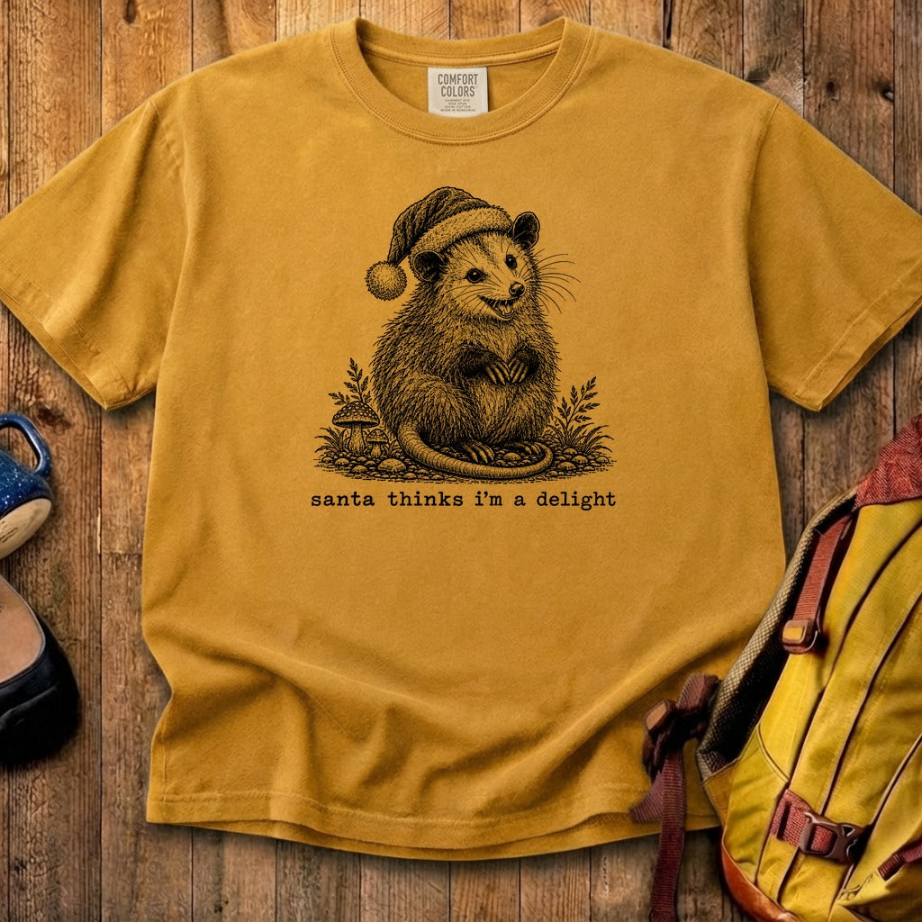 Santa Thinks I Am a Delight Possum Cotton T-Shirt