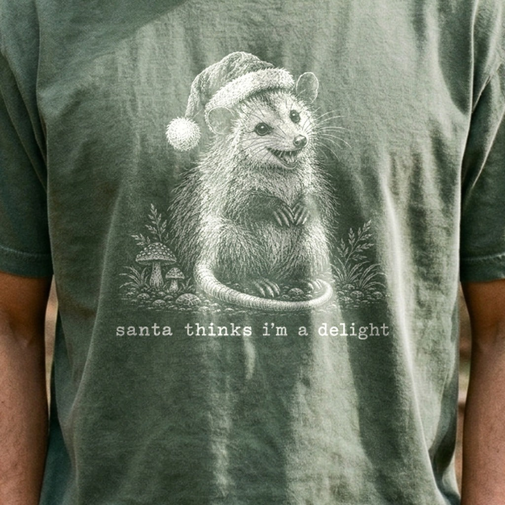 Santa Thinks I Am a Delight Possum Cotton T-Shirt
