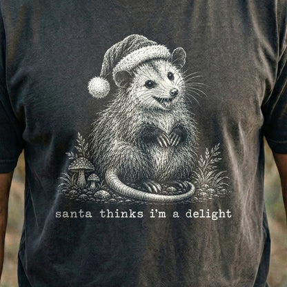 Santa Thinks I Am a Delight Possum Cotton T-Shirt