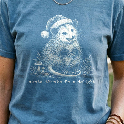 Santa Thinks I Am a Delight Possum Cotton T-Shirt