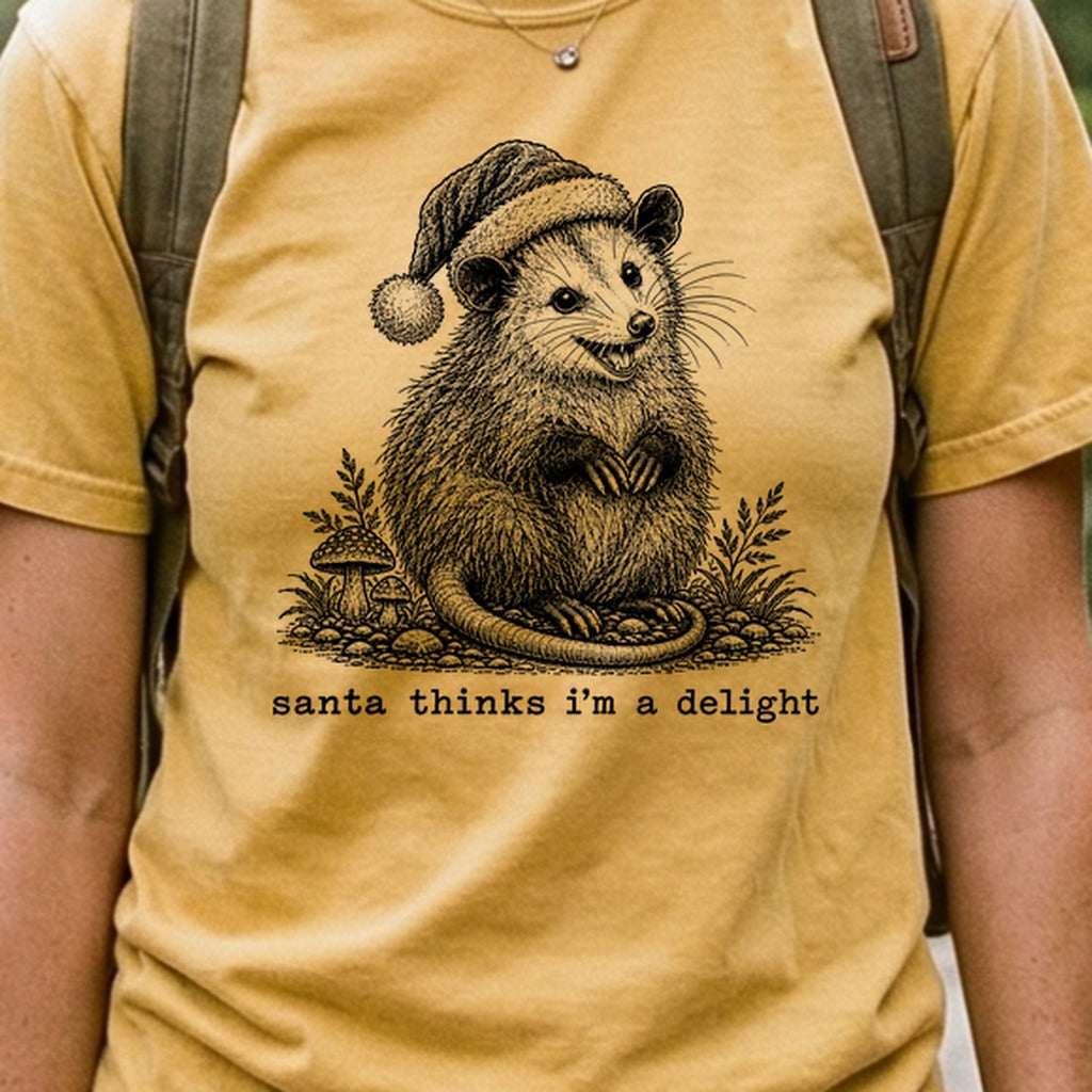 Santa Thinks I Am a Delight Possum Cotton T-Shirt