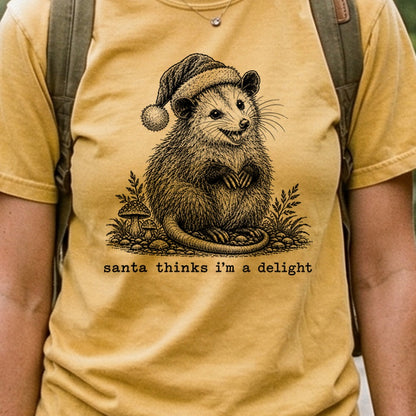 Santa Thinks I Am a Delight Possum Cotton T-Shirt