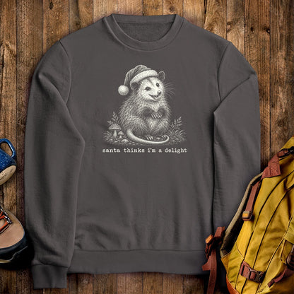 Santa Thinks I Am a Delight Possum Crewneck Sweatshirt