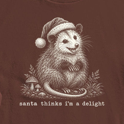 Santa Thinks I Am a Delight Possum Crewneck Sweatshirt