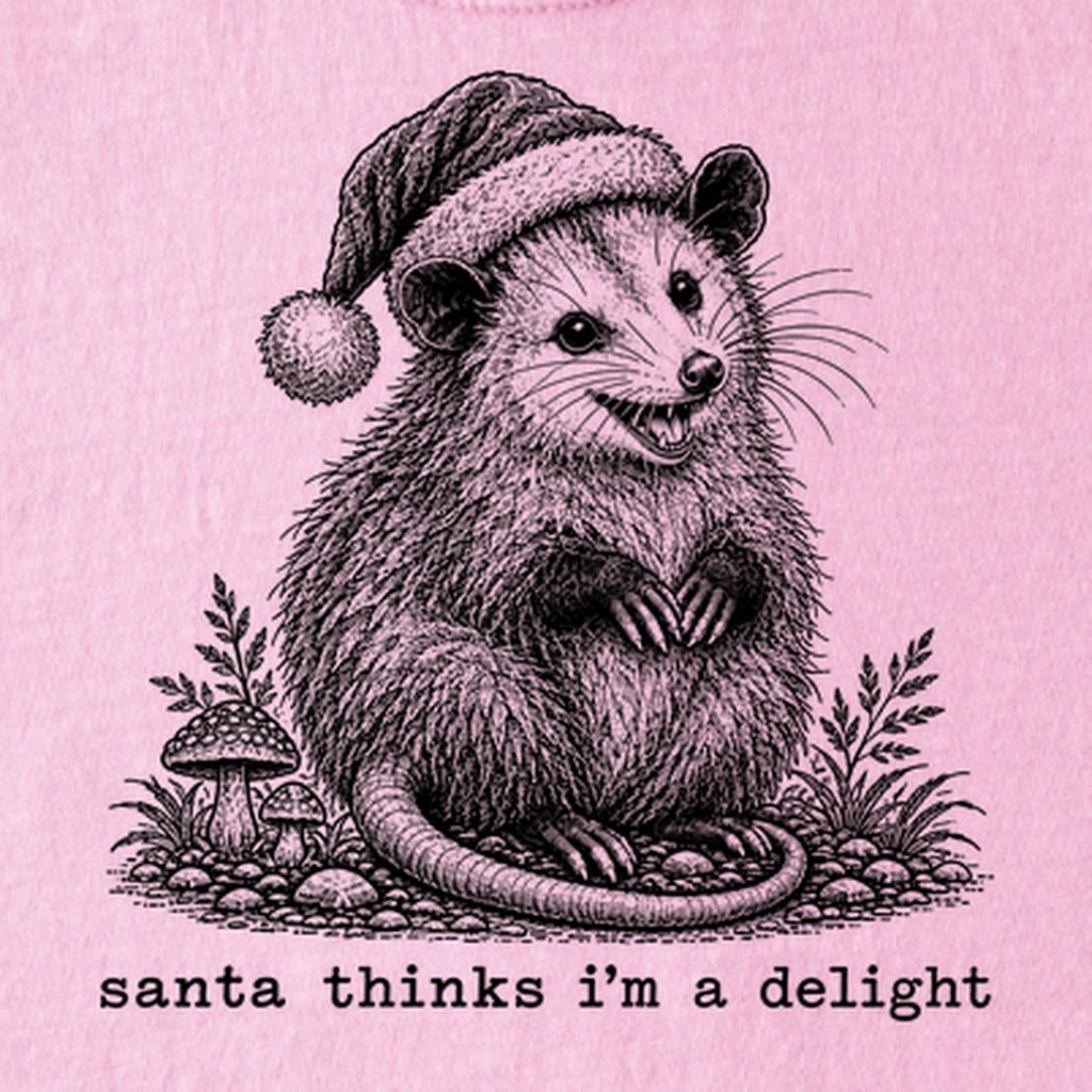 Santa Thinks I Am a Delight Possum Kids Cotton T-Shirt