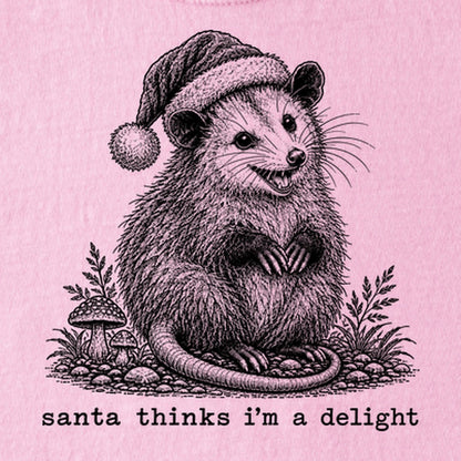 Santa Thinks I Am a Delight Possum Kids Cotton T-Shirt